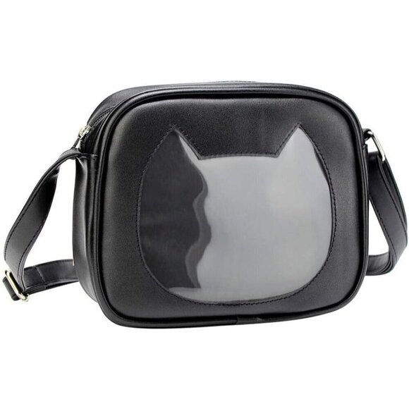 Women Black Ita Bag Crossbody Cat Small Ita Purse Pin Display Bag with Insert - Picture 1 of 9